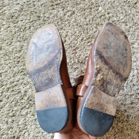 Frye Womens Cognac Leather Phillip Harness Ankle Moto Back Zip Boots sz 7,5 - Picture 7 of 9